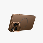 CamSafe – Brown Minimal phone case with Kickstand & LensGuard for iPhone 16 pro max