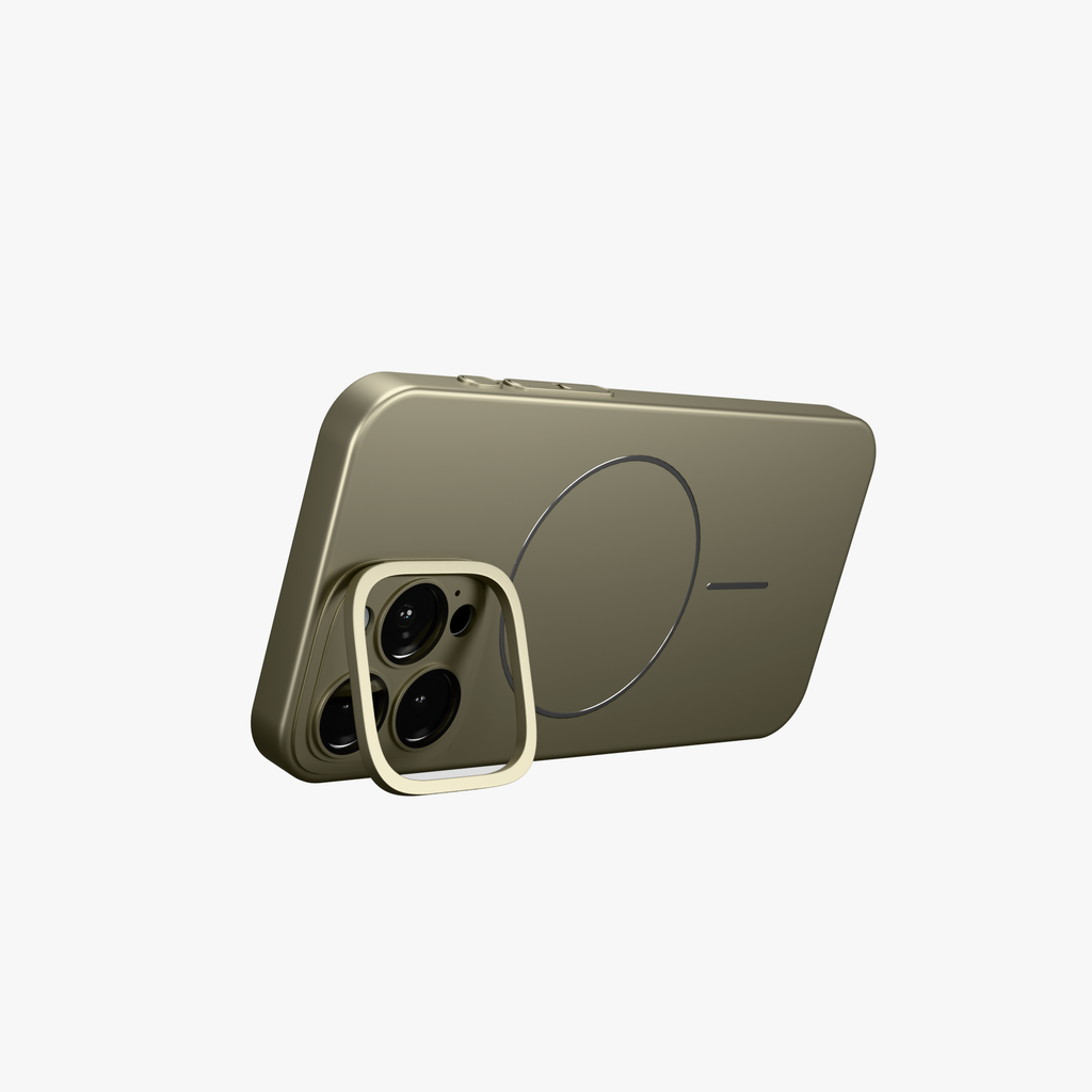 CamSafe –  Grey Minimal phone case with Kickstand & LensGuard for iPhone 15 pro
