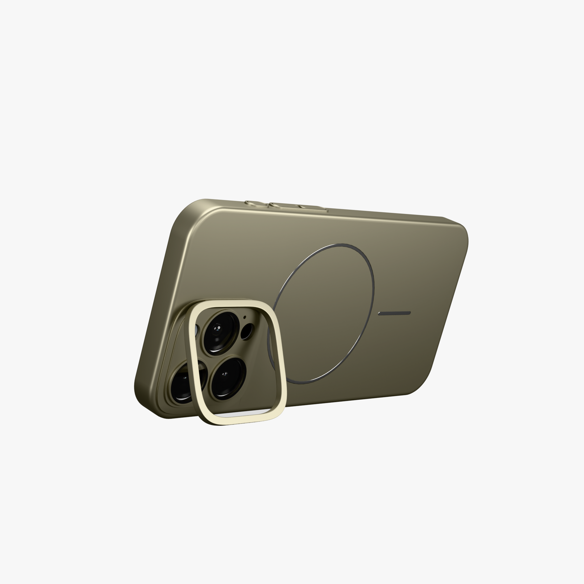 CamSafe –  Grey Minimal phone case with Kickstand & LensGuard for iPhone 15 pro