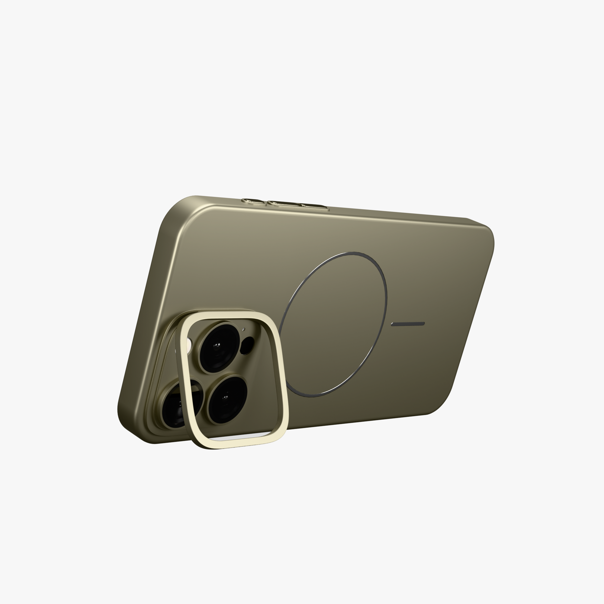 CamSafe – Grey Minimal phone case with Kickstand & LensGuard for iPhone 15 pro max