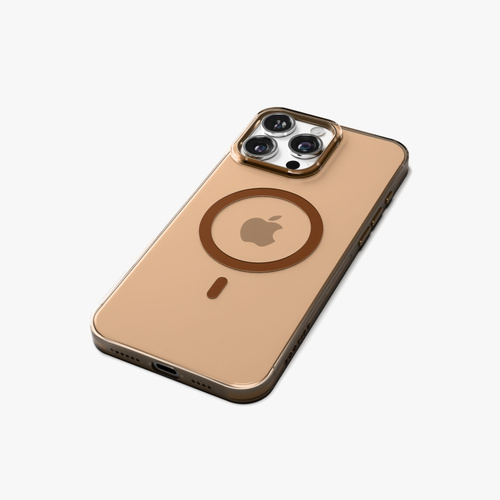 Crystal Flux – Brown Transparent Magnetic Case for iPhone 16 pro max