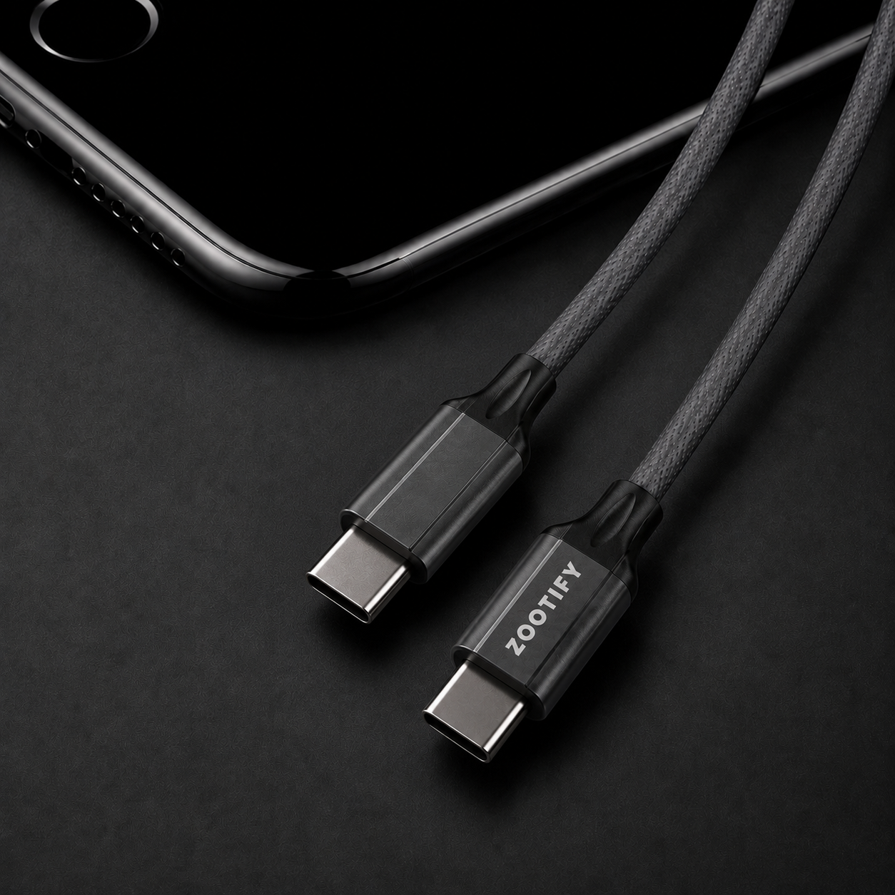 Zootify PWR Type-C to C Data Cable – 1m Grey