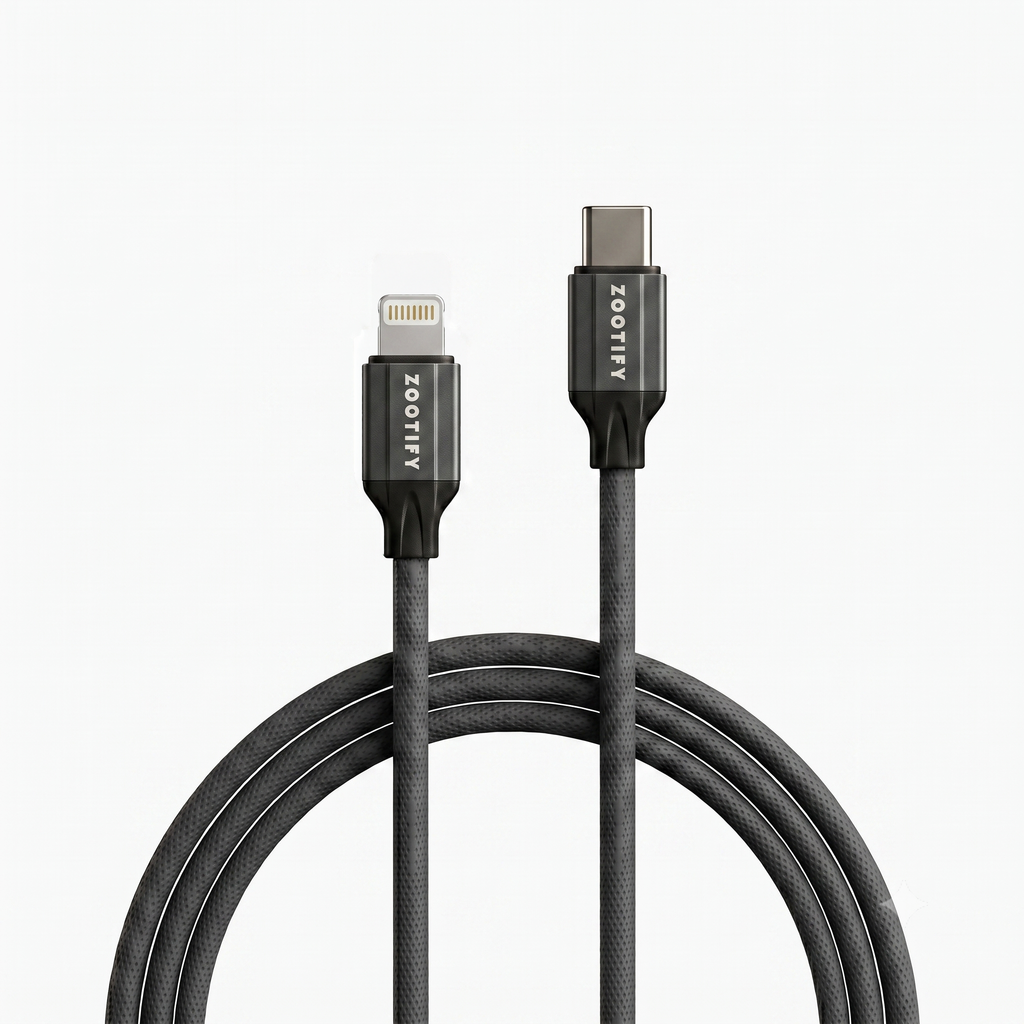 Zootify PWR 30W Type-C to Lightning Fast Charging Data Cable – 1m Grey