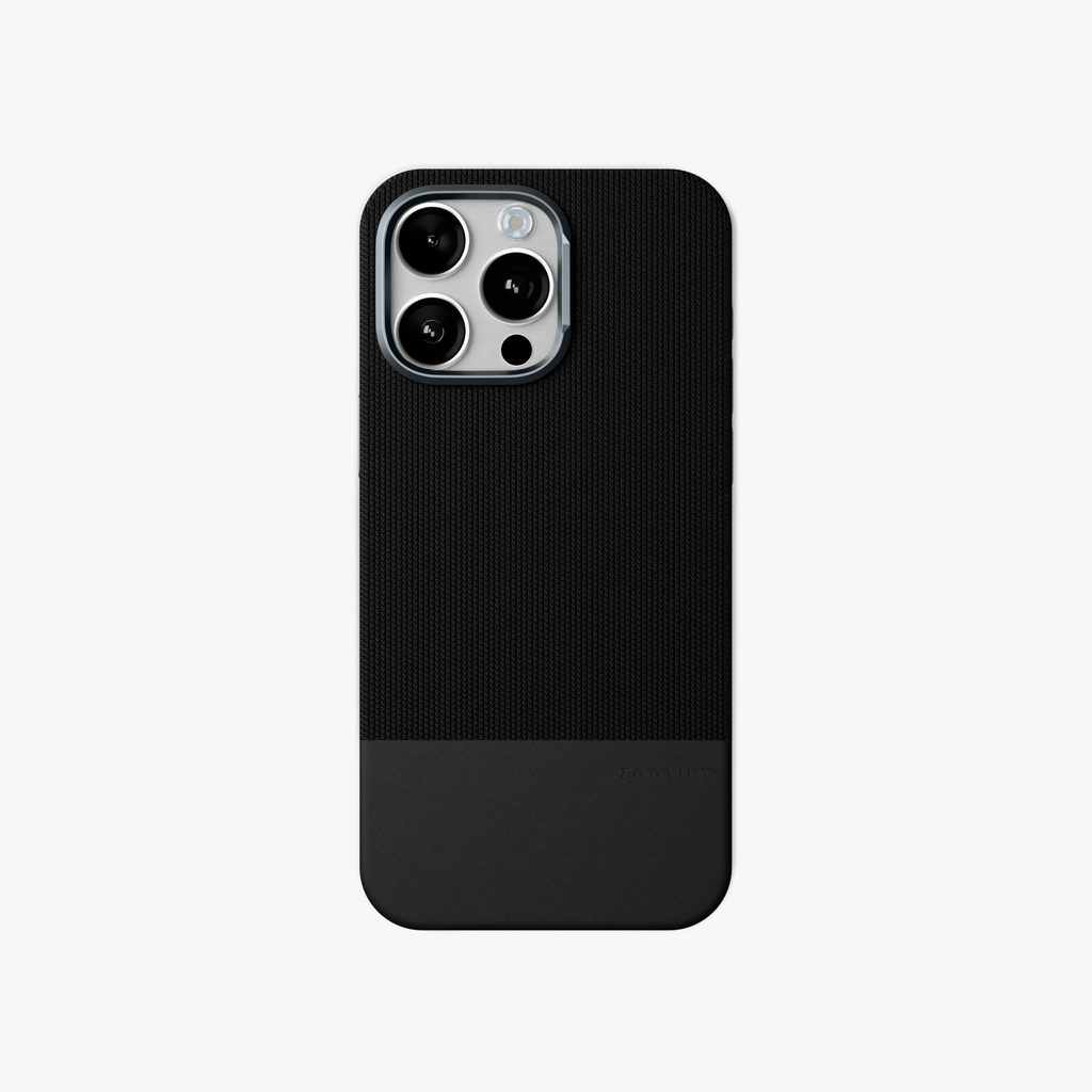 ForgeCraft – Black Vintage Leather Grip Case for iPhone 15 pro
