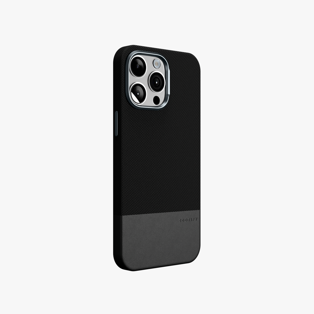 ForgeCraft – Black Vintage Leather Grip Case for iPhone 15 pro