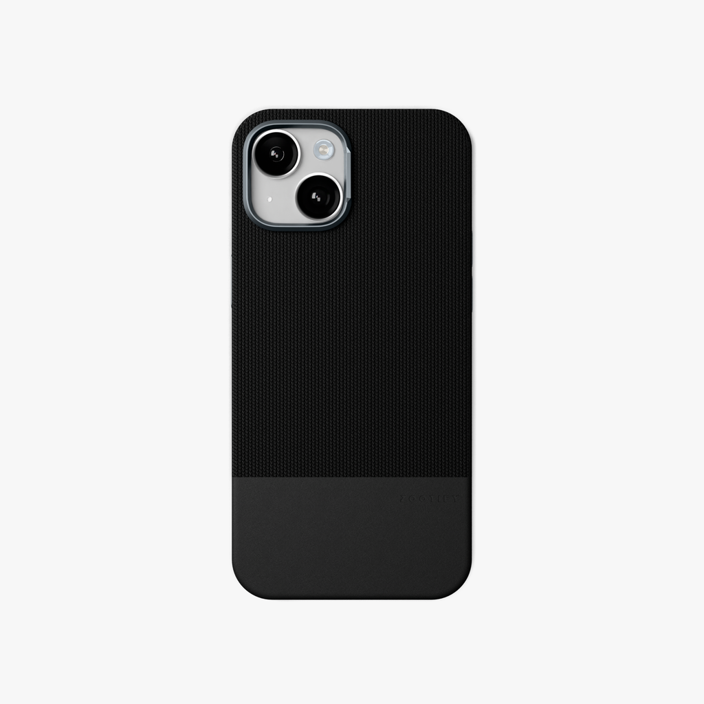 ForgeCraft – Black Vintage Leather Grip Case for iPhone 15