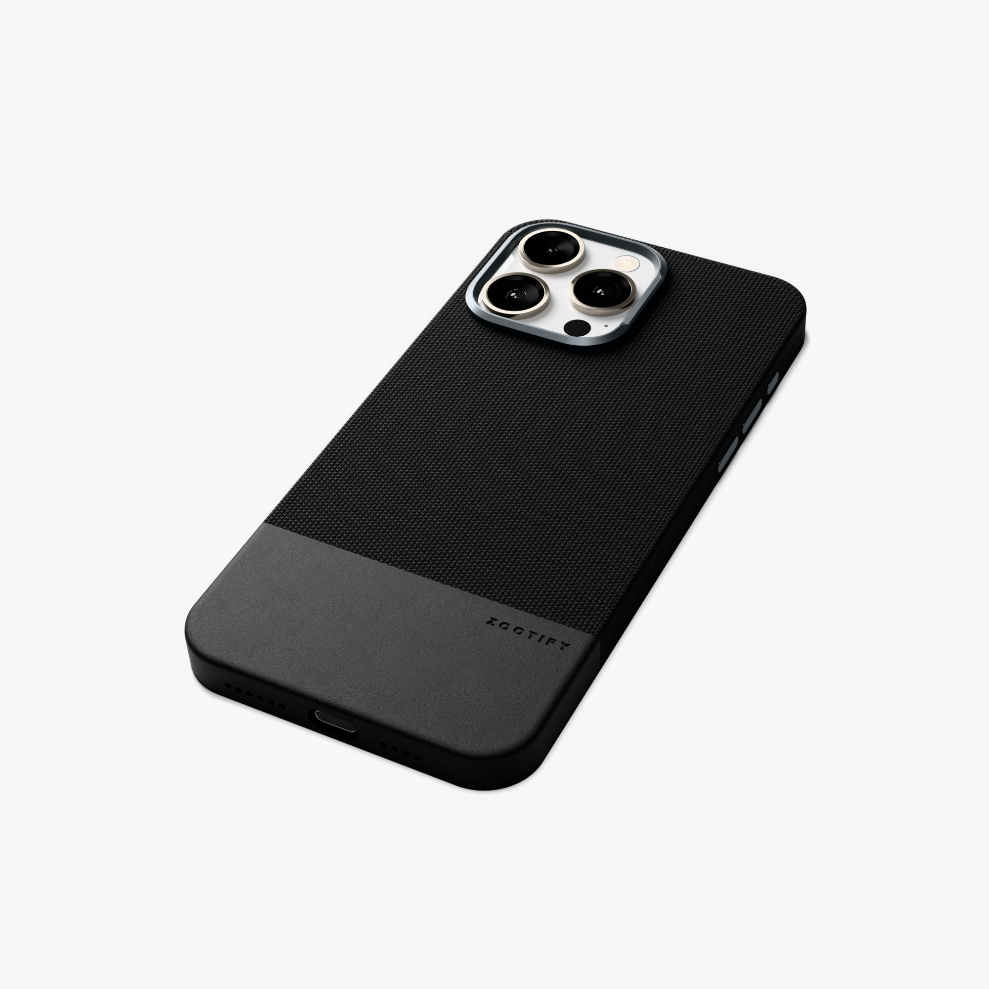 ForgeCraft –  Black Vintage Leather Grip Case for iPhone 15 pro max
