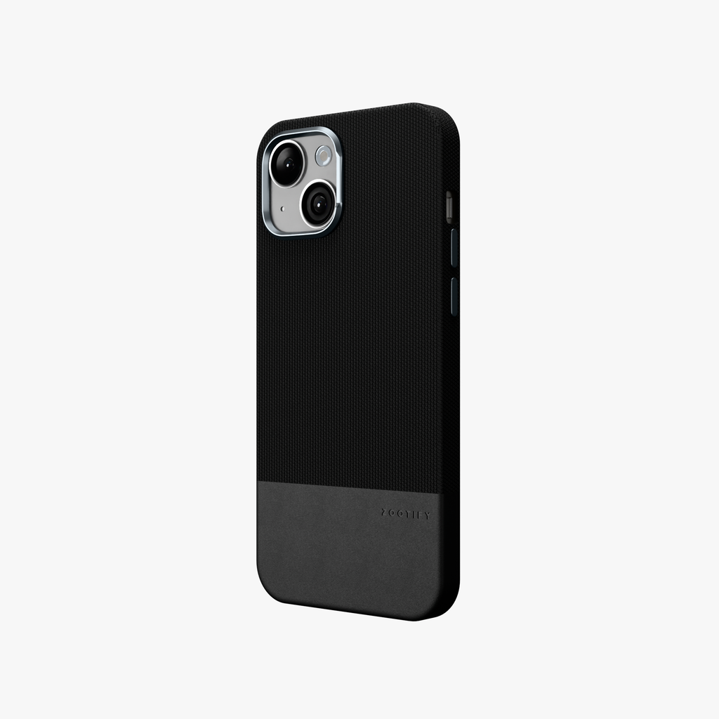 ForgeCraft – Black Vintage Leather Grip Case for iPhone 15