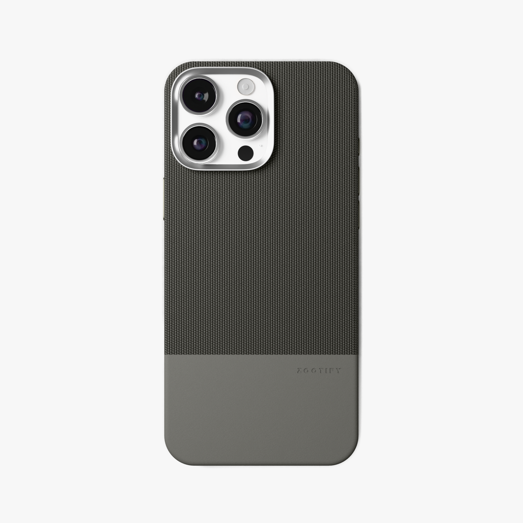 ForgeCraft – Titanium Grey Vintage Leather Grip Case for iPhone 16 pro max