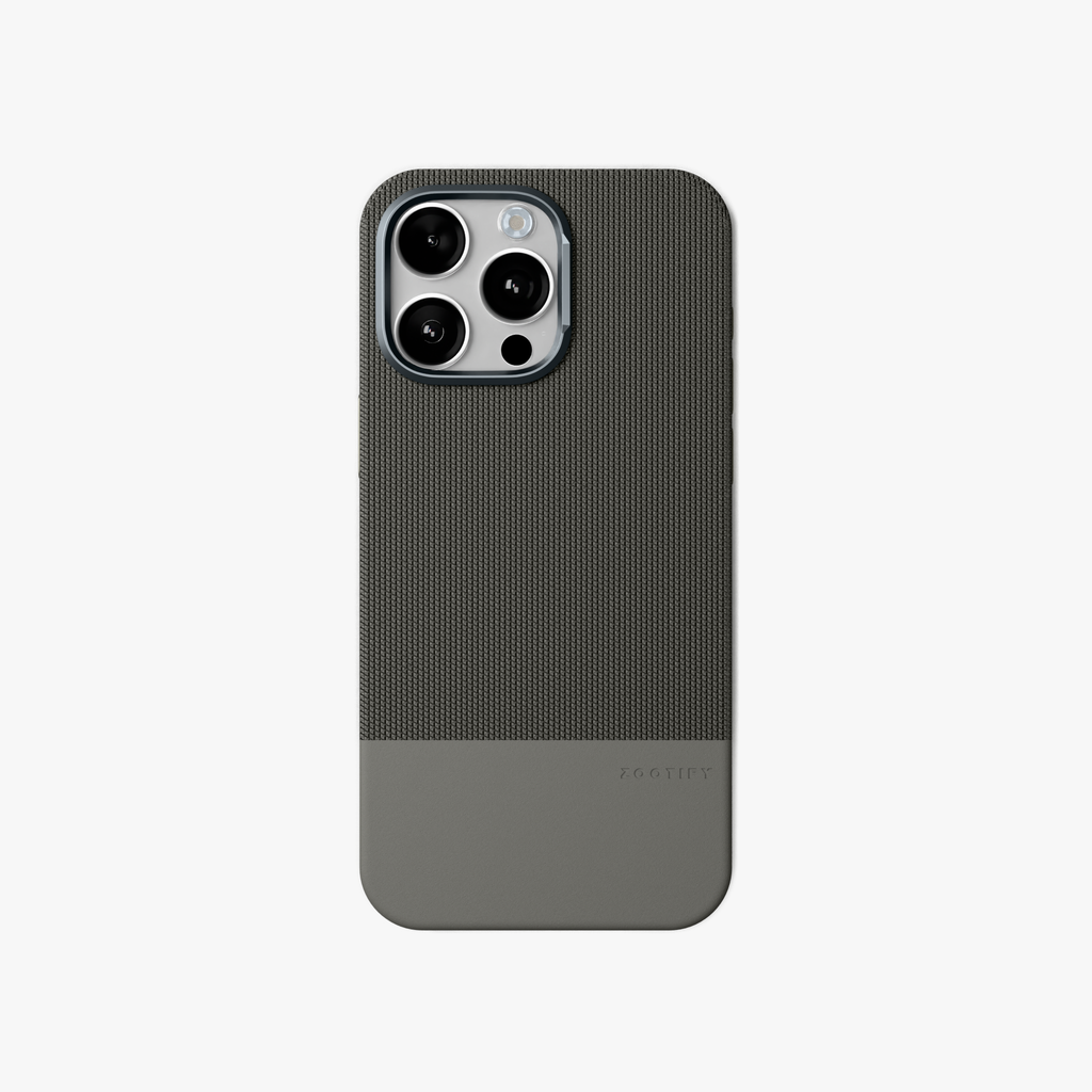 ForgeCraft – Titanium Gray Vintage Leather Grip Case for iPhone 15 pro