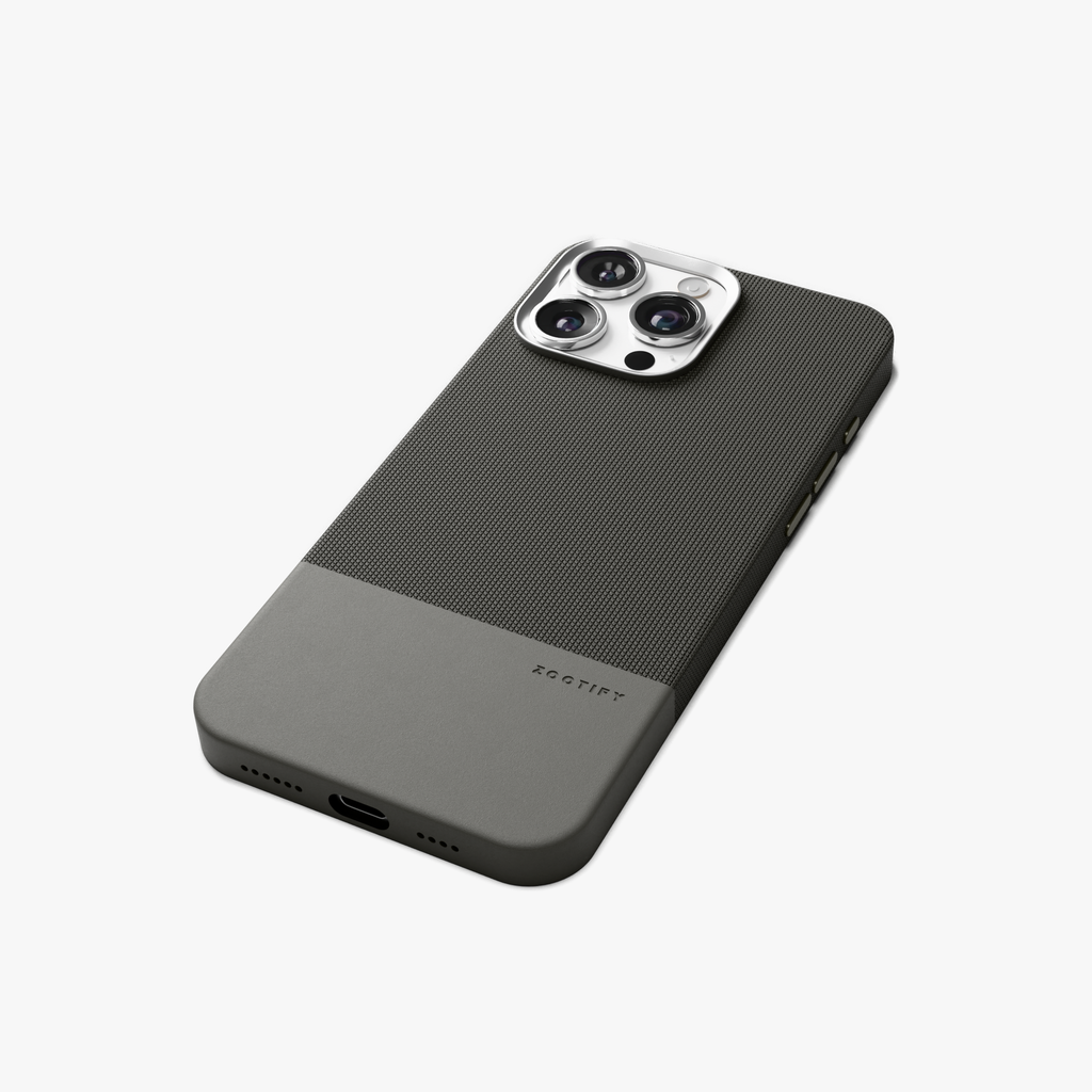 ForgeCraft – Titanium Grey Vintage Leather Grip Case for iPhone 16 pro max