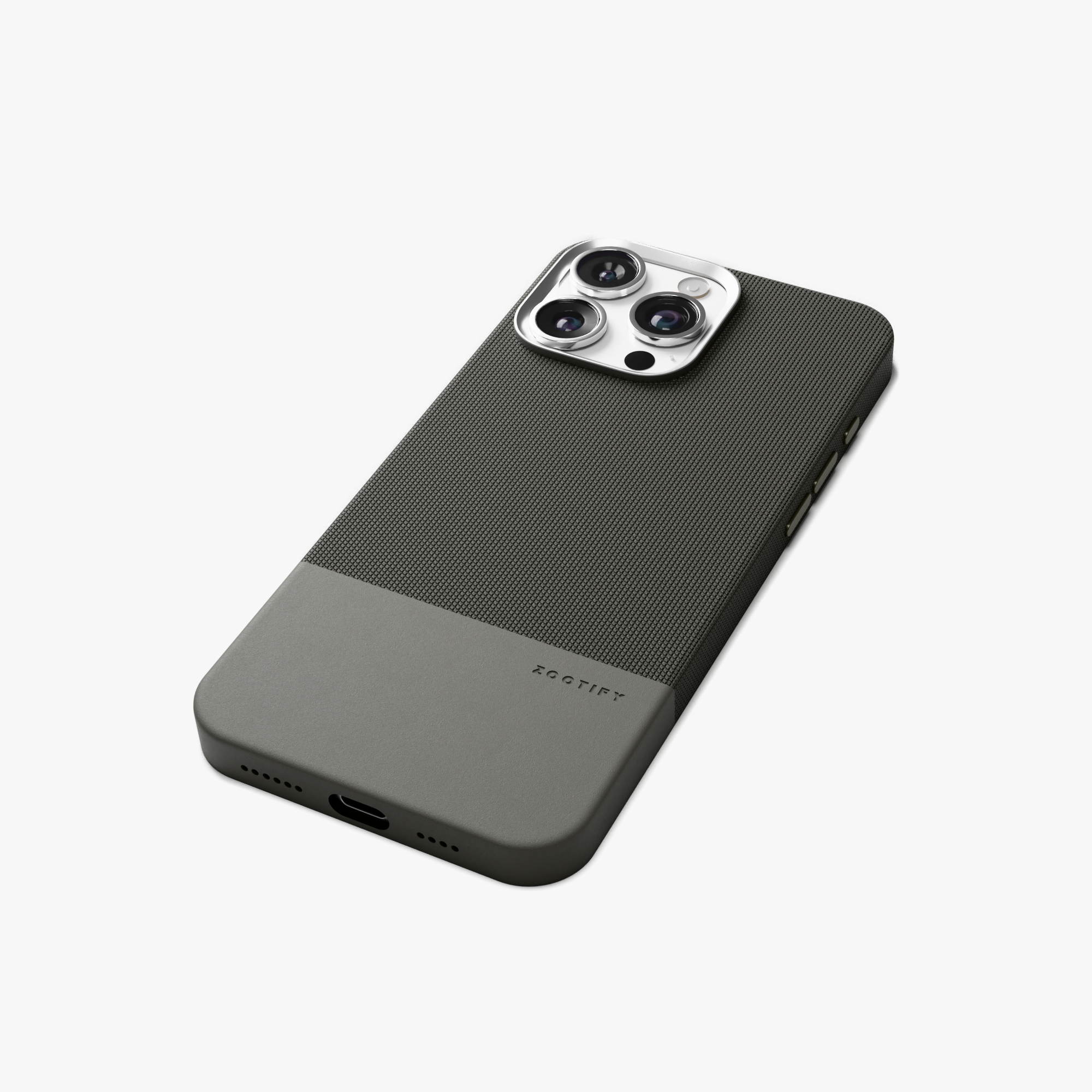 ForgeCraft – Titanium Grey Vintage Leather Grip Case for iPhone 16 pro max