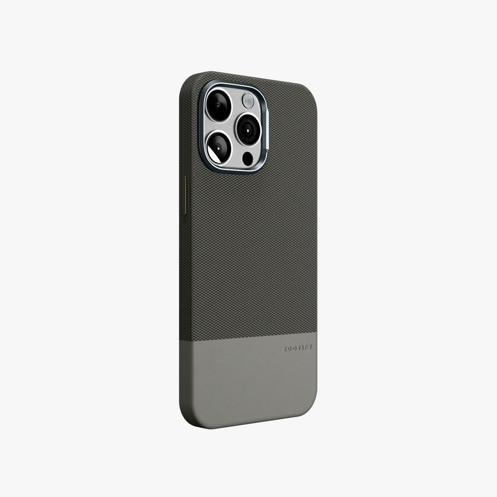 ForgeCraft – Titanium Gray Vintage Leather Grip Case for iPhone 15 pro