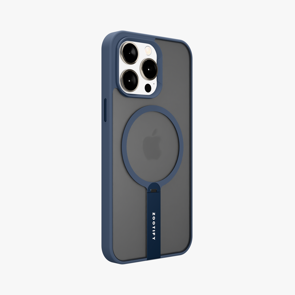 FroStand – Blue Matte MagSafe T-Stand Case for iPhone 15 pro max