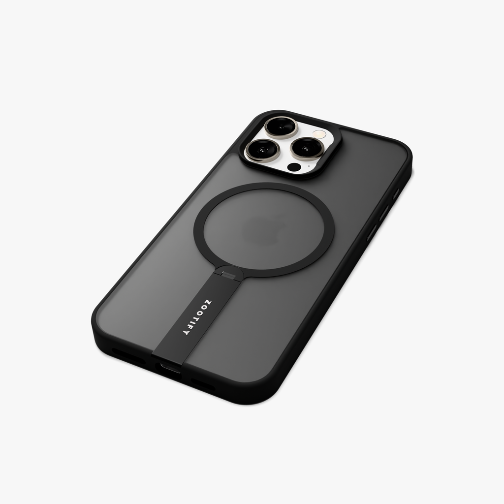 FroStand – Black Matte MagSafe T-Stand Case for iPhone 15 pro max