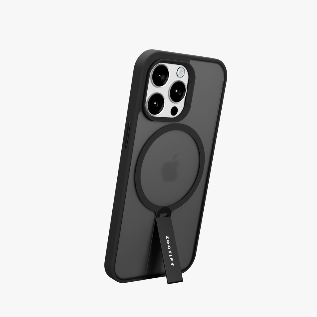 FroStand – Black Matte MagSafe T-Stand Case for iPhone 15 pro