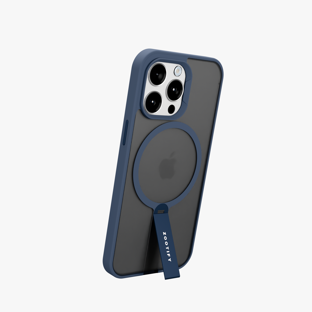 FroStand – Blue Matte MagSafe T-Stand Case for iPhone 15 pro