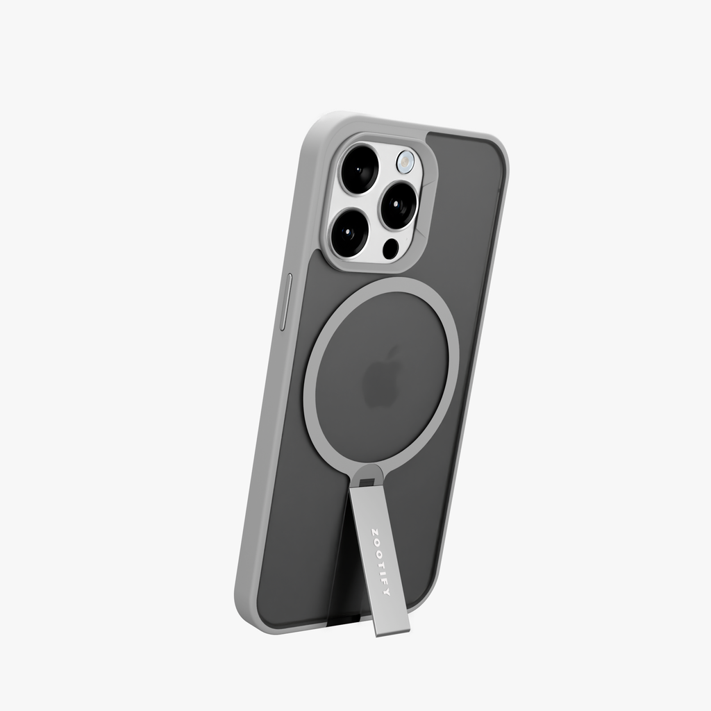 FroStand – Titanium Grey Matte MagSafe T-Stand Case for iPhone 15 pro