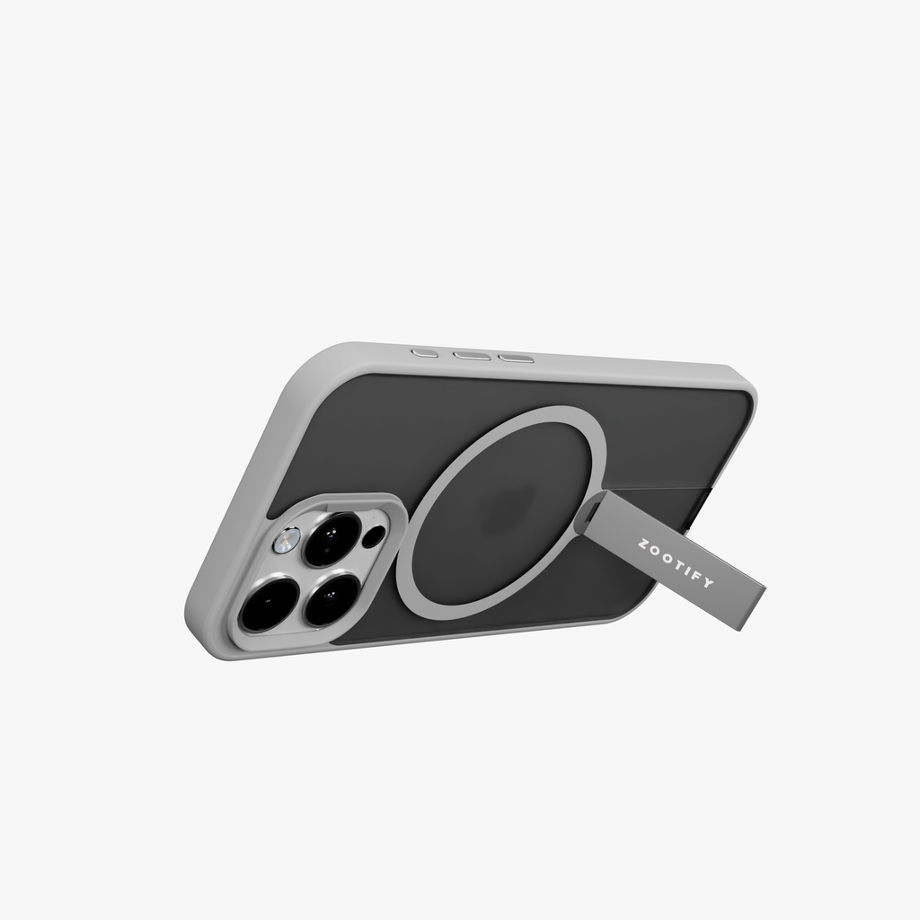 FroStand – Titanium Grey Matte MagSafe T-Stand Case for iPhone 15 pro