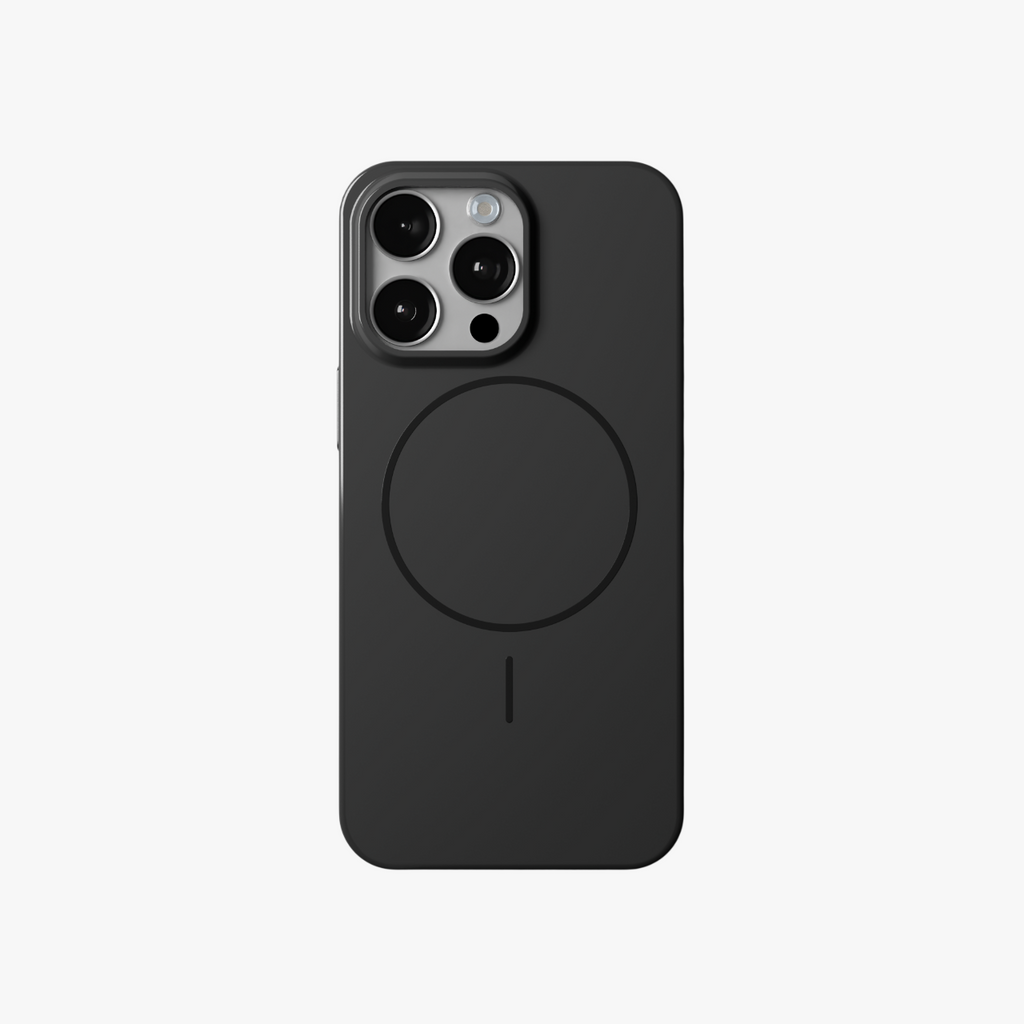 GlossCraft – Black Classic Glossy Magsafe Phone Case for iPhone 15 pro