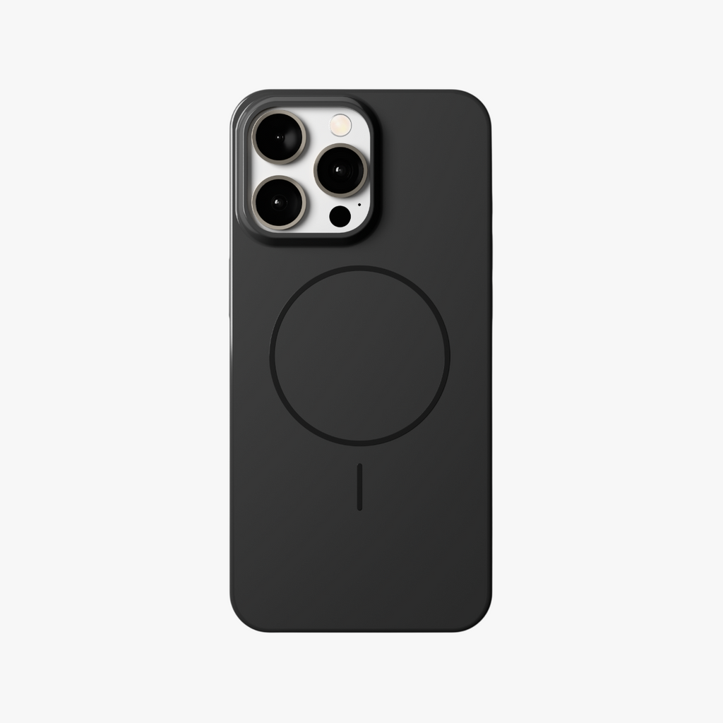 GlossCraft –  Black Classic Glossy Magsafe Phone Case for iPhone 15 pro max