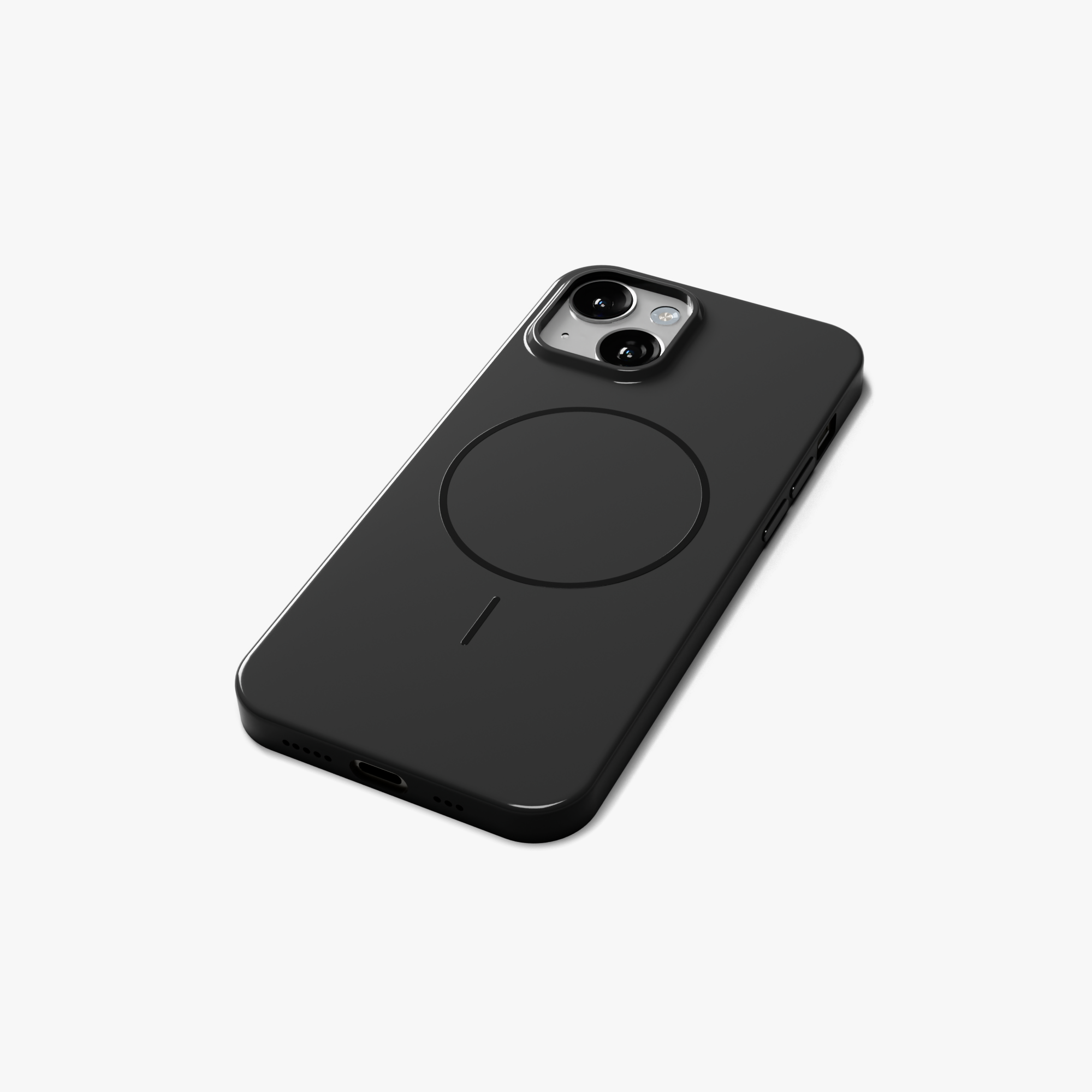 GlossCraft – Black Classic Glossy Magsafe Phone Case for iPhone 15