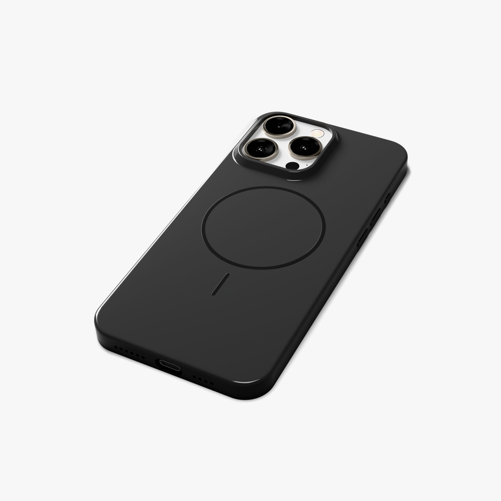 GlossCraft –  Black Classic Glossy Magsafe Phone Case for iPhone 15 pro max
