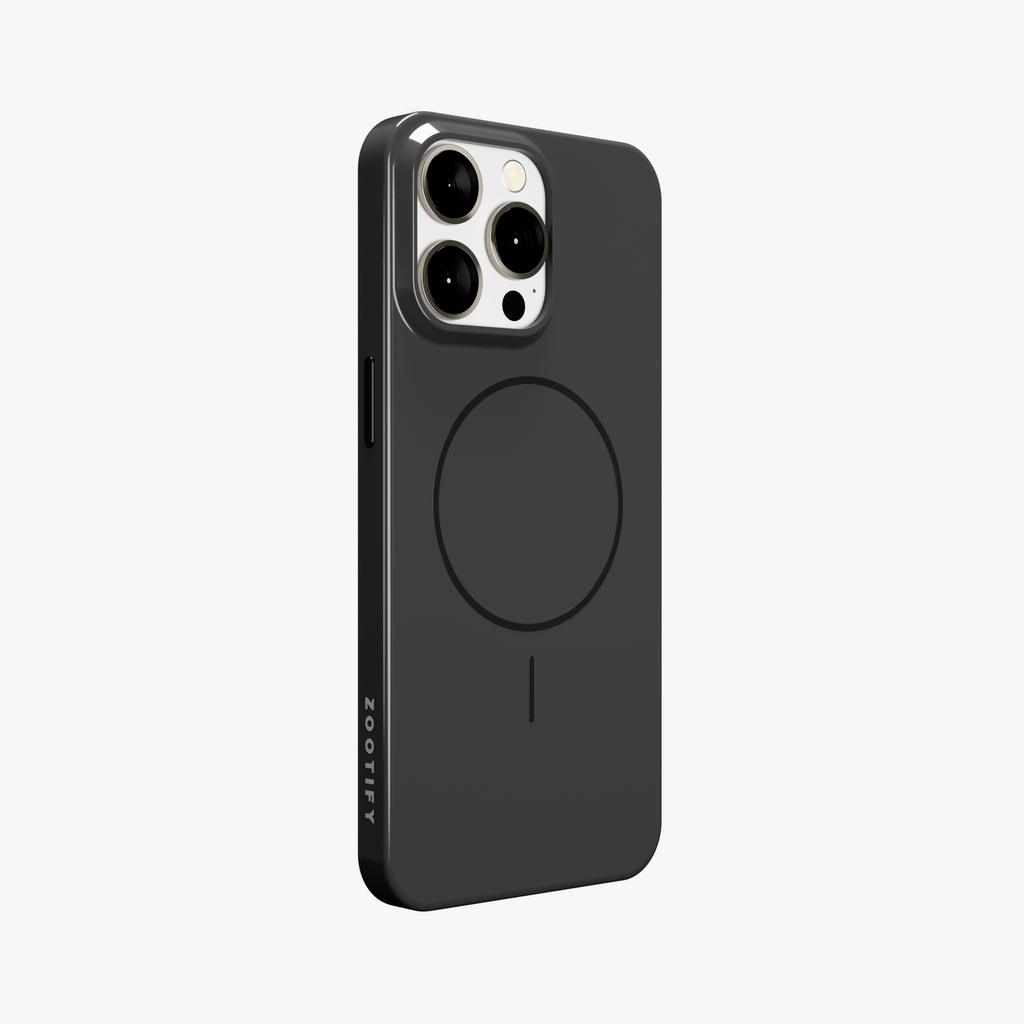 GlossCraft –  Black Classic Glossy Magsafe Phone Case for iPhone 15 pro max