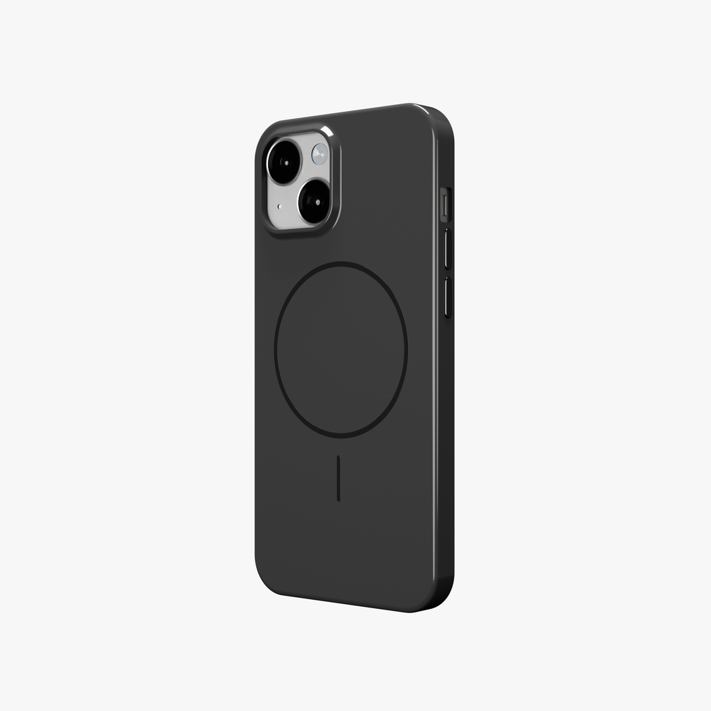GlossCraft – Black Classic Glossy Magsafe Phone Case for iPhone 15