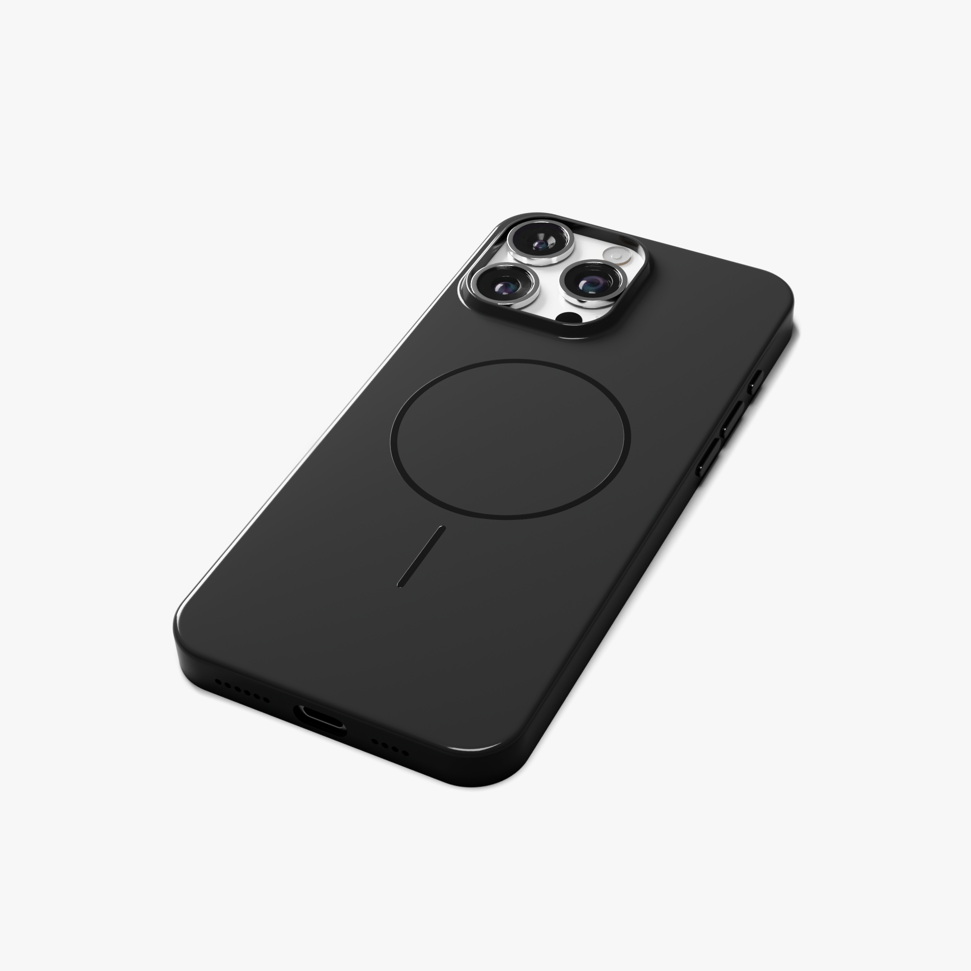 GlossCraft –  Black Classic Glossy Magsafe Phone Case for iPhone 16 pro max