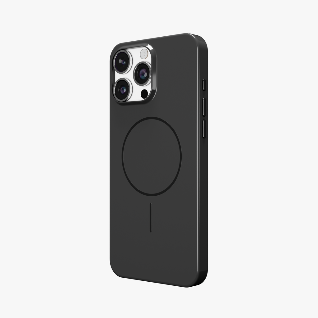 GlossCraft –  Black Classic Glossy Magsafe Phone Case for iPhone 16 pro max