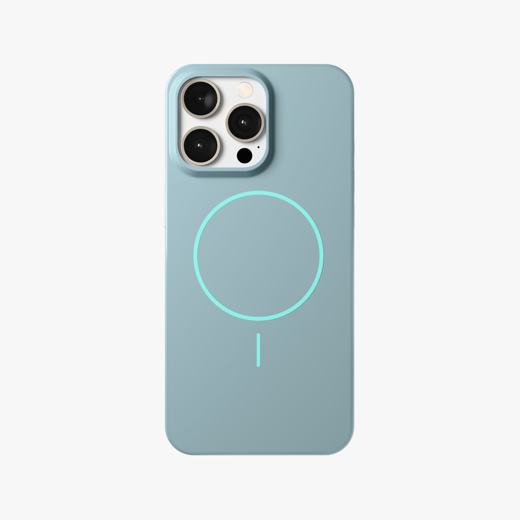 GlossCraft –  Classic Blue Glossy Magsafe Phone Case for iPhone 15 pro max