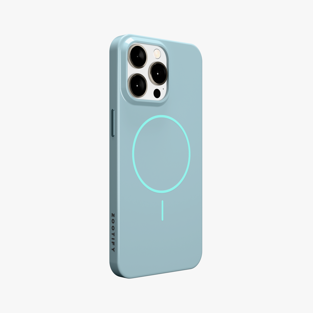 GlossCraft –  Classic Blue Glossy Magsafe Phone Case for iPhone 15 pro max