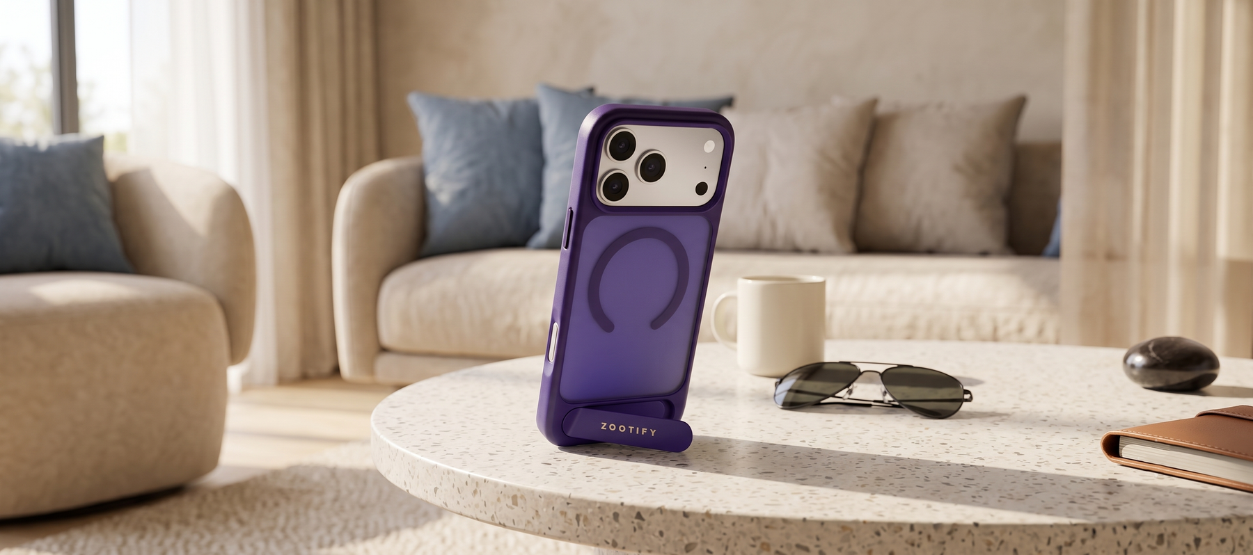 Frostand – Purple Frosted MagSafe Case Cover with Kickstand for iPhone 17 pro banner 1
