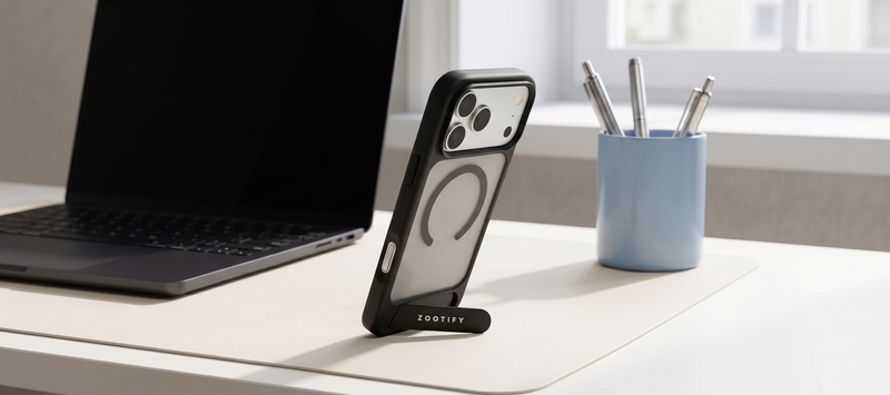 Frostand – Black Frosted MagSafe Case Cover with Kickstand for iPhone 17 Pro Max mobile banner 1
