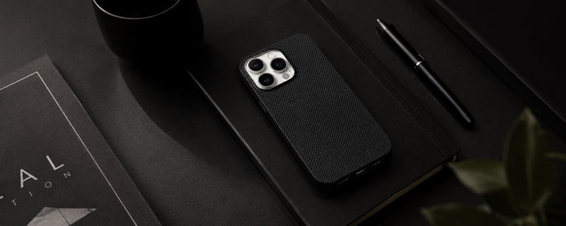 StealthForm –  Black Kevlar Shield MagSafe Case for iPhone 15 pro mobile banner 2