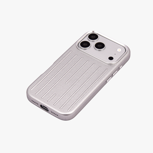 Ridge  – Silver Premium Modern Leather-texture MagSafe Case Cover for iPhone 17 pro