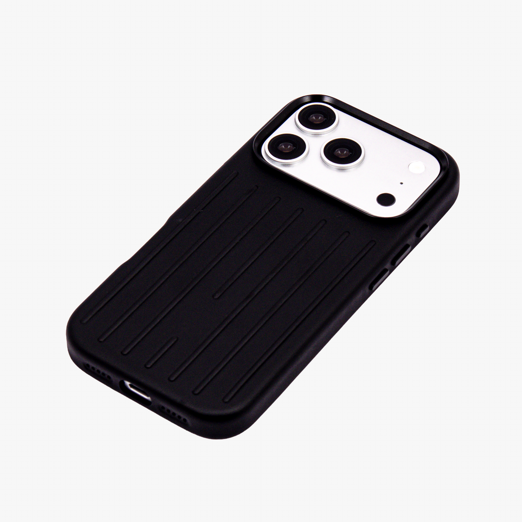 Ridge  – Black Premium Modern Leather-texture MagSafe Case Cover for iPhone 17 pro