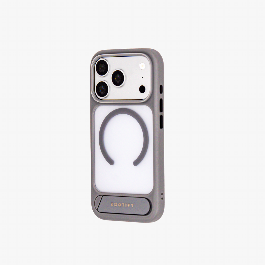 Frostand – Grey Frosted MagSafe Case Cover with Kickstand for iPhone 17 pro