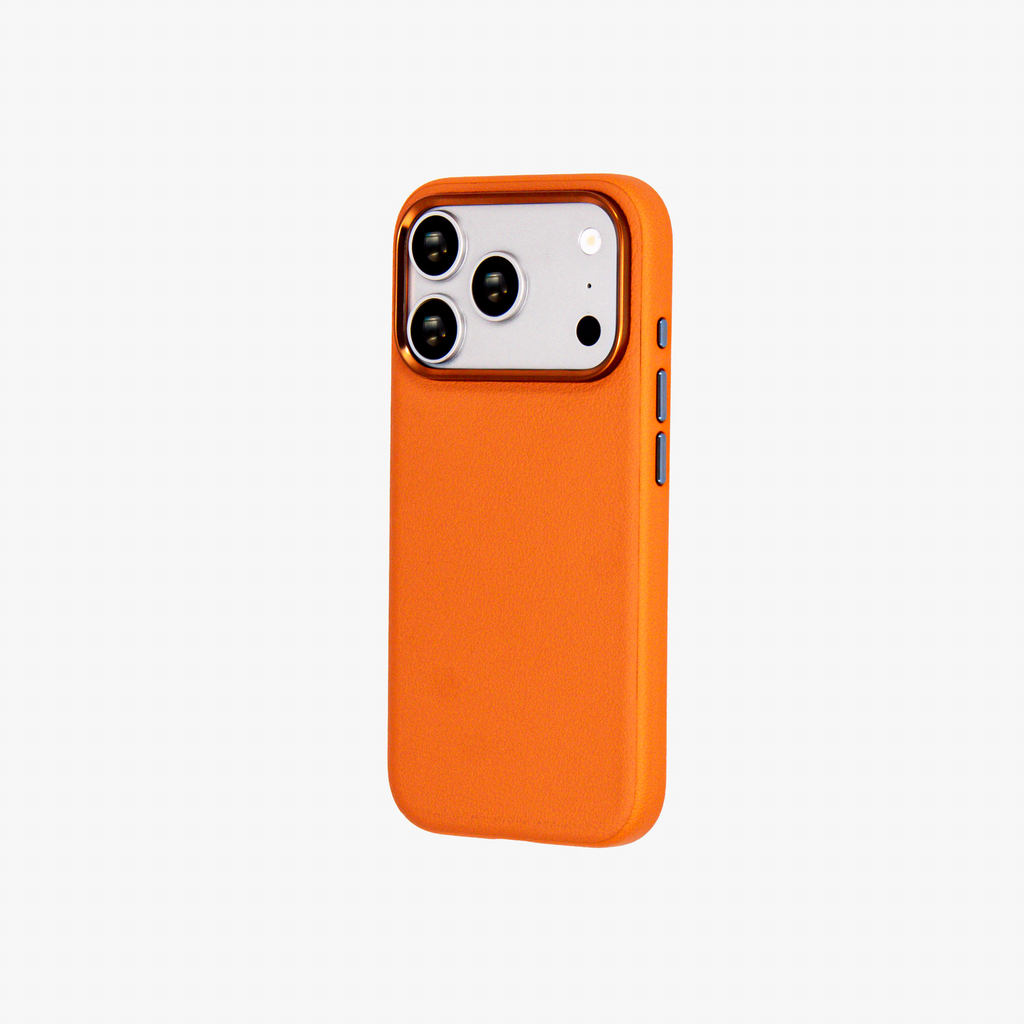 Primo – Orange Leather Premium MagSafe Case Cover for iPhone 17 pro