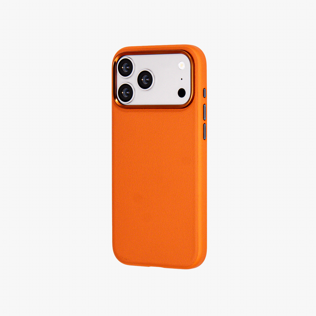 Primo – Orange Leather Premium MagSafe Case Cover for iPhone 17 Pro Max