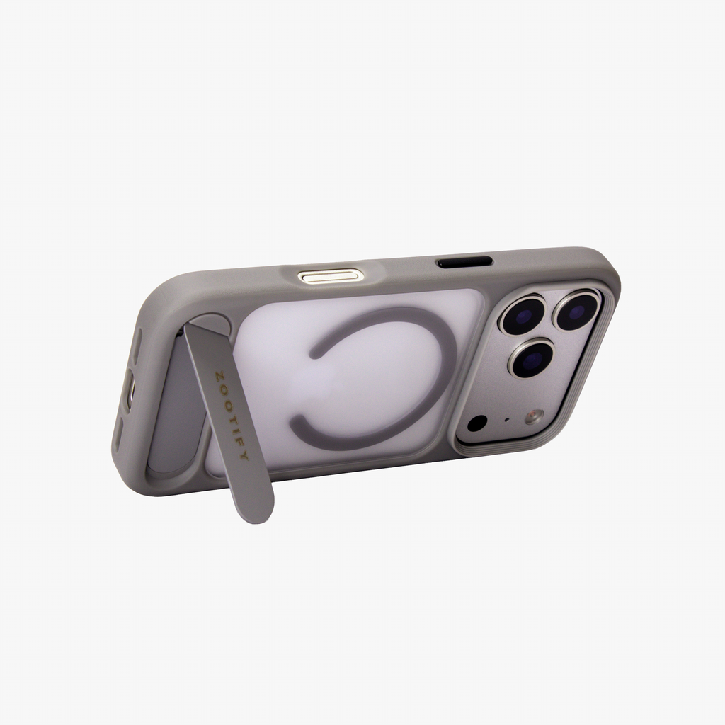 Frostand – Grey Frosted MagSafe Case Cover with Kickstand for iPhone 17 pro