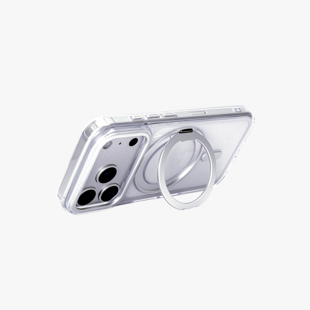Orbit Grip – Clear transparent O-Stand MagSafe case cover for iPhone 17 pro