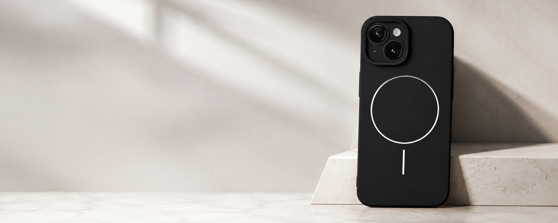 CamSafe – Black Minimal phone case with Kickstand & Lensguard for iPhone 15 banner 1