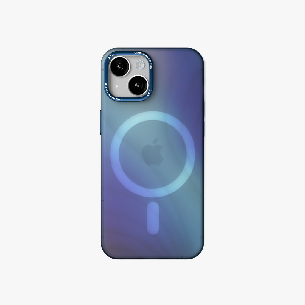 MeteorGlow – Unique Frosted Blue Finish MagSafe Case for iPhone 15