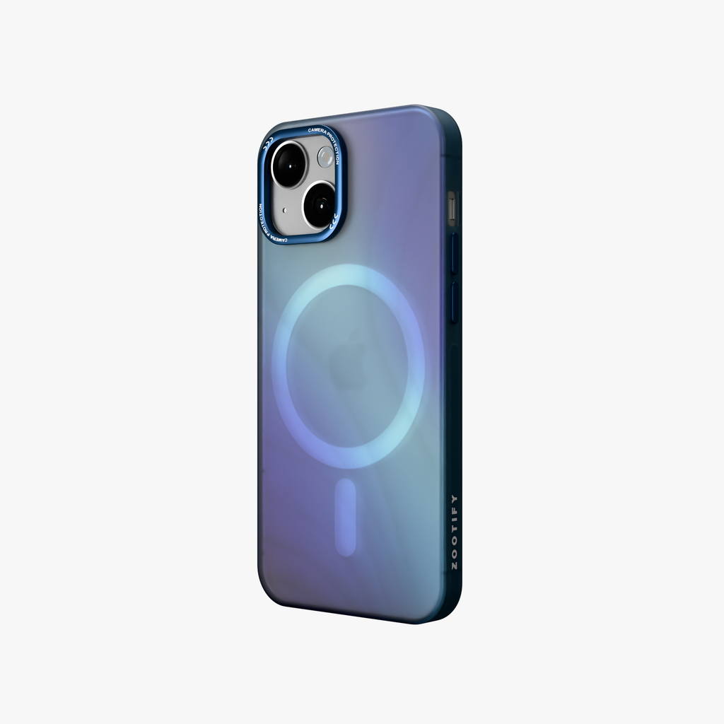 MeteorGlow – Unique Frosted Blue Finish MagSafe Case for iPhone 15
