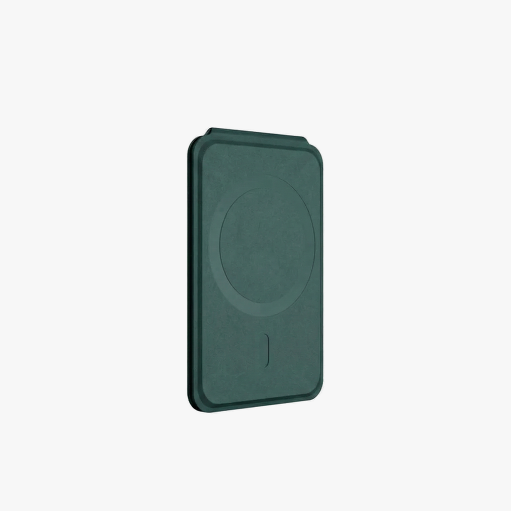 MagSafe Wallet – Olive Green Premium Leatherite Slim Card Holder with Stand