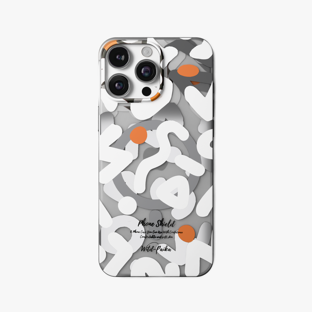 NeoWave – White Unique Double-layer Print Frosted MagSafe Phone Cover for iPhone 16 pro max