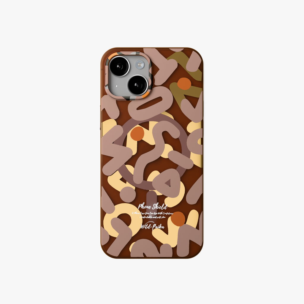 NeoWave – Brown Unique Double-layer Print Frosted MagSafe Phone Cover for iPhone 15