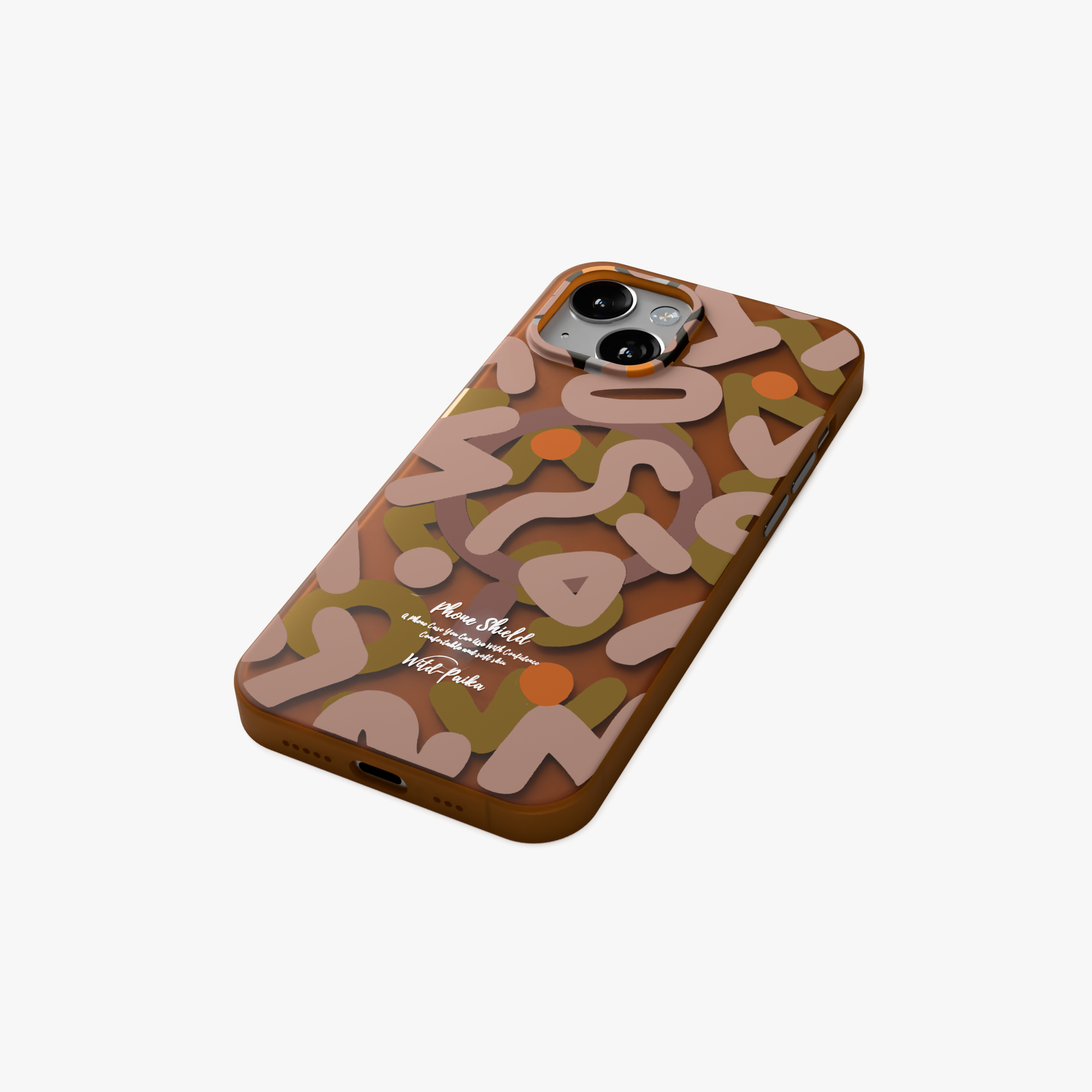 NeoWave – Brown Unique Double-layer Print Frosted MagSafe Phone Cover for iPhone 15